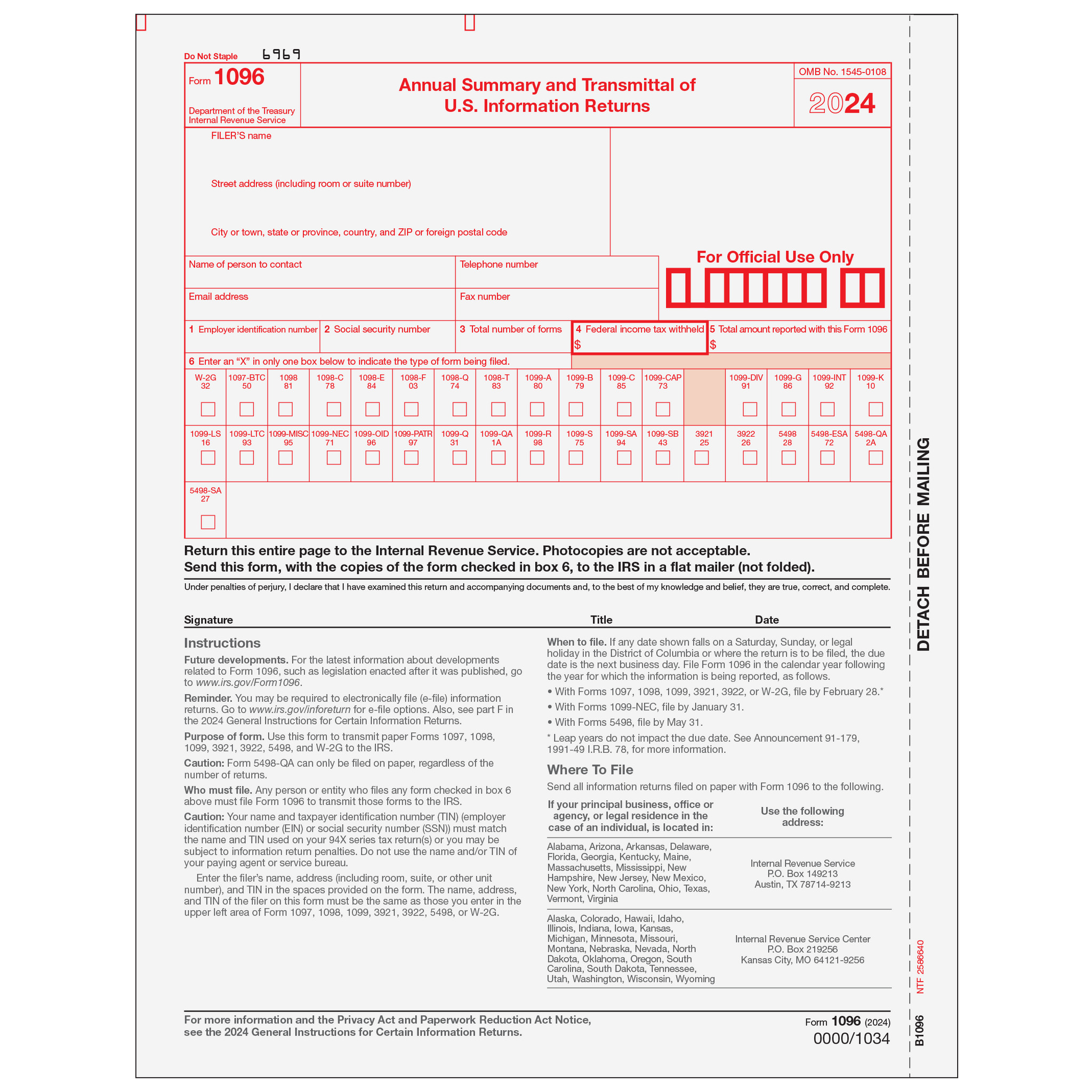 1096 Transmittal - 10 each