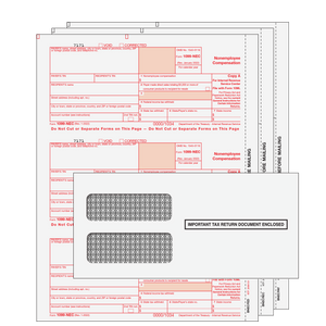 1099 NEC: 3 Part Set with Self Seal Envelopes for 50 Recipients