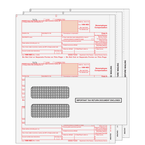 1099 NEC Laser 3 Part Set with Self Seal Envelopes for 25 Recipients