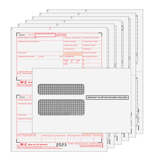 W2 Laser 6 Part Set with Self Seal Envelopes for 50 Employees