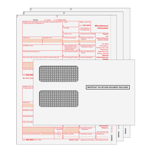 1099 MISC Laser 3 Part Set with Self Seal Envelopes for 50 Recipients