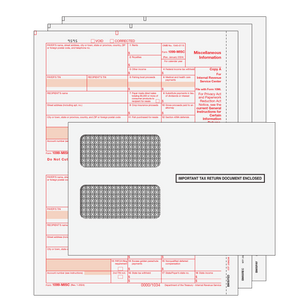 1099 MISC: 3 Part Set with Self Seal Envelopes for 25 Recipients