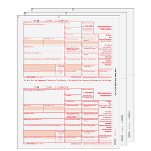 1099 MISC Laser 3 Part Set for 50 Recipients