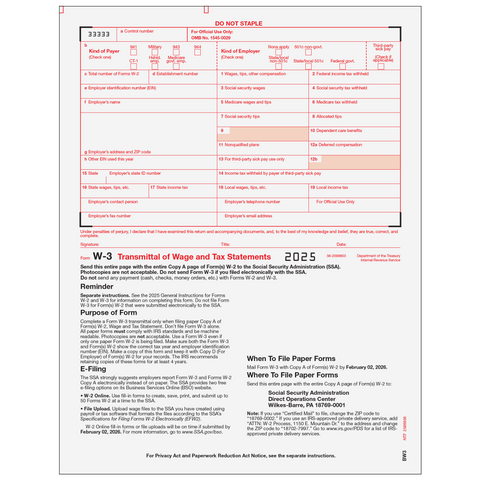 W3 Transmittal - 10 each