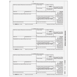 1099-S Proceeds From Real Estate Transactions - Copy B Transferor (25/pkg)